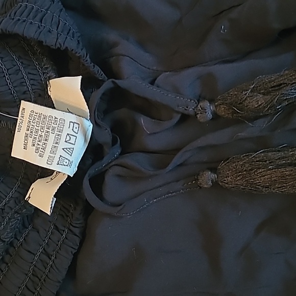 American Rag women's small smocked elastic waist, cuffs, crochet-trim soft pants - Picture 7 of 11